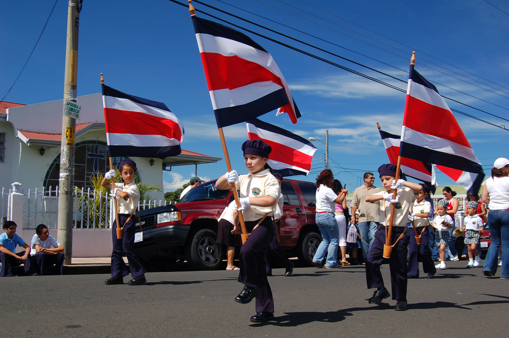Costa Rica Flag in Parade